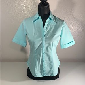 Women New York & Company Short Sleeve Button Down